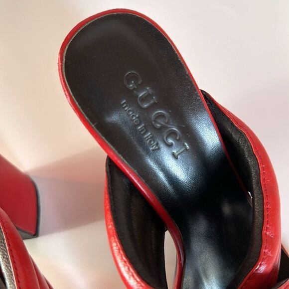 GUCCI Red block heel Sandals - Picture 5 of 11